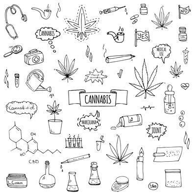Cannabis Icon Set (Black & White)