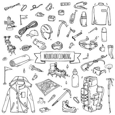 Mountain Climbing Icon Set