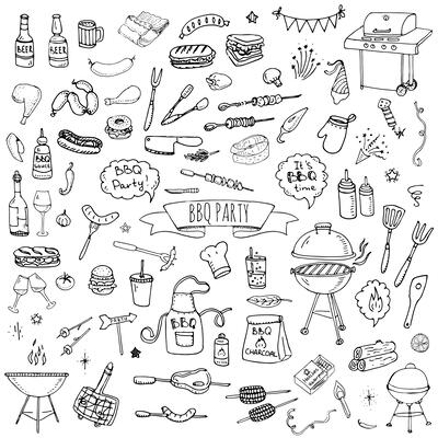 BBQ Icon Set 1 (Black & White)