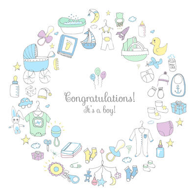 Baby Shower Boy Icon Set
