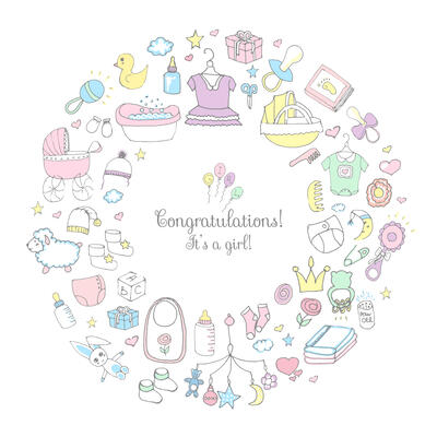 Baby Shower Girl Icon Set