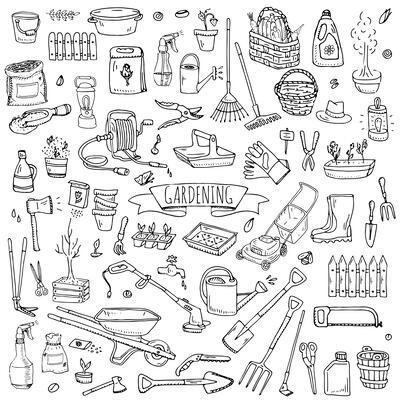 Gardening Icon Set (Black & White)