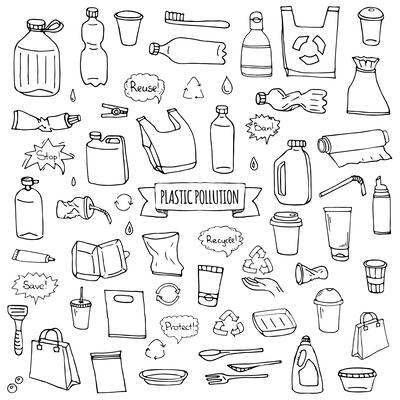 Stop Plastic Pollution Icon Set